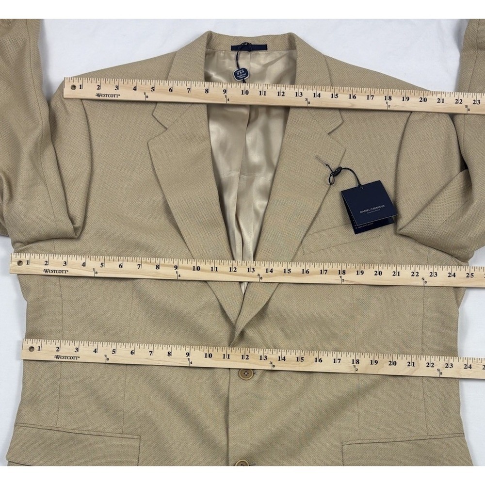 NWT Daniel Cremieux Collections Tan Birdseye Silk/Wool Blazer 46L USA Union Made - Picture 16 of 16